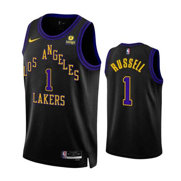 Men%27s Los Angeles Lakers #1 D%27Angelo Russell Black 2023-24 City Edition Stitched Basketball Jersey Dzhi->los angeles lakers->NBA Jersey